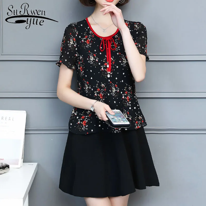 Модное летнее женское платье 2020 шифоновое Красное и черное с бантом для женщин