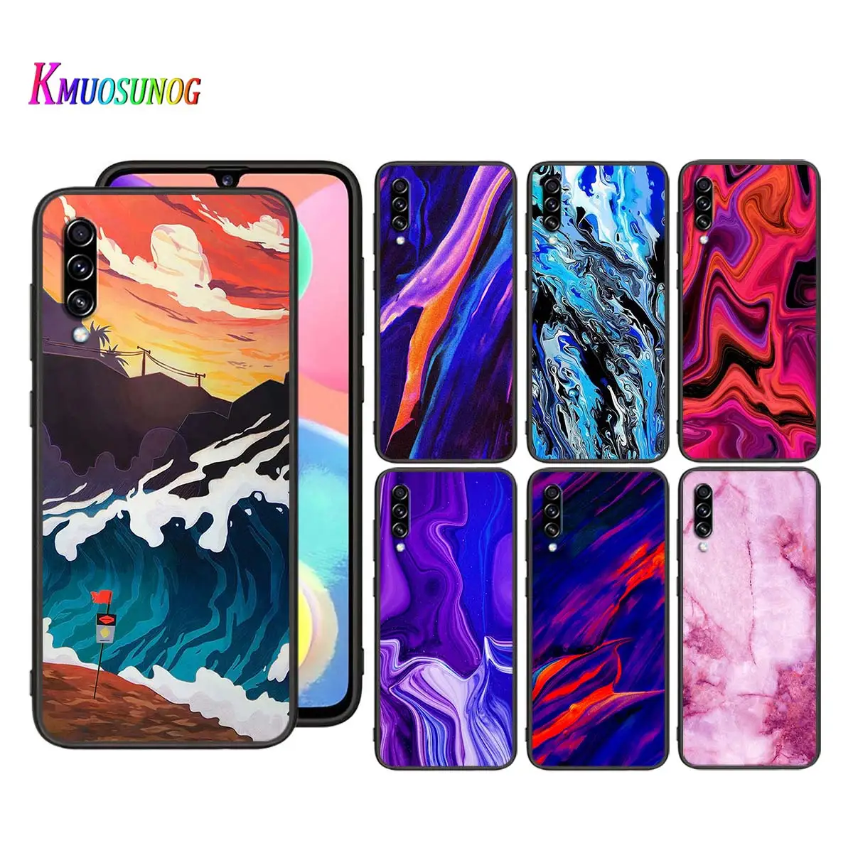 

Aesthetics marble neon art for Samsung Galaxy A90 5G A80 A70S A70 A60 A50S A40 A30 A20E A20 A20S A10S A10 Black Phone Case