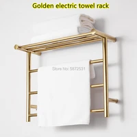 luxurious golden hidden connection electric towel rack for bathroom 304 stainless steel 220v electric bath towel warmer heating