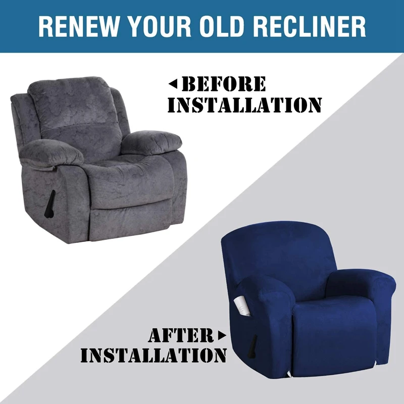 

Stretch Suede Recliner Sofa Cover All-inclusive Recliner Chair Protection Suede Non-slip Furniture Cover Relax Armchair Cover