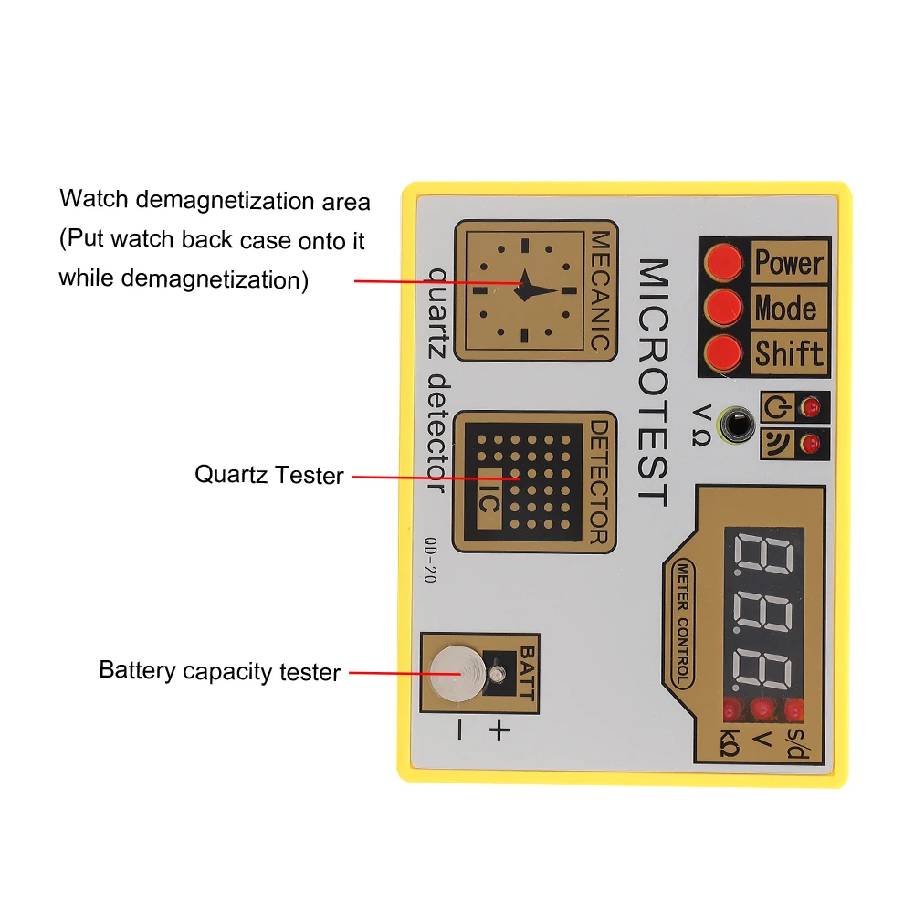 QD-20 Watch Tester Pulse Demagnetization Detector Battery Capacity Quarts Machine Movement Error Measure Tool | Наручные часы