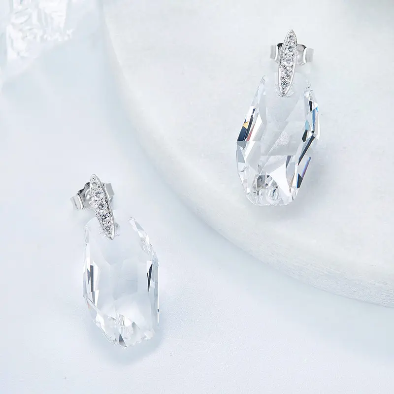 Cdyle 925 Стерлинговое Серебро Висячие серьги с кристаллами женские Свадебные