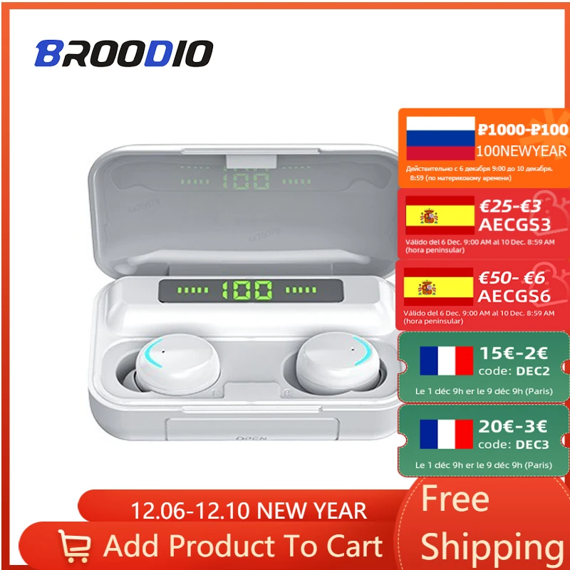 

Stereo Sports Waterproof Earphones TWS Bluetooth 5.0 Wireless Headphones With LED Mini Earbuds Headsets Touch Control Headphone