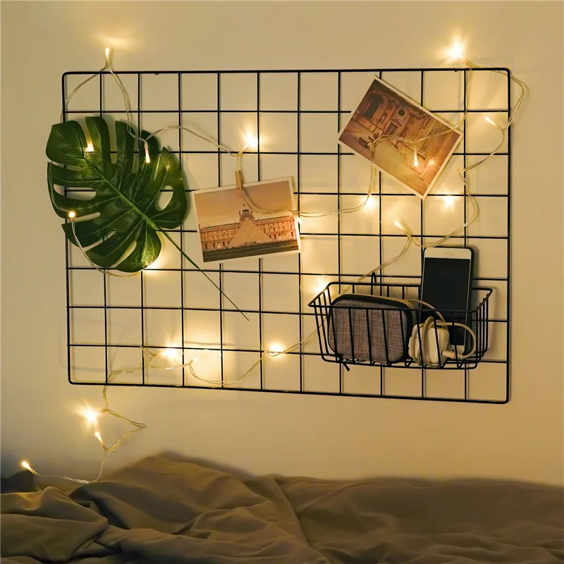 

DIY Concise Photo Shelf Iron Wire Panel Hanging Art Display Decor Iron Rack Photo Frame Hanger Wall Postcard Display Organizer