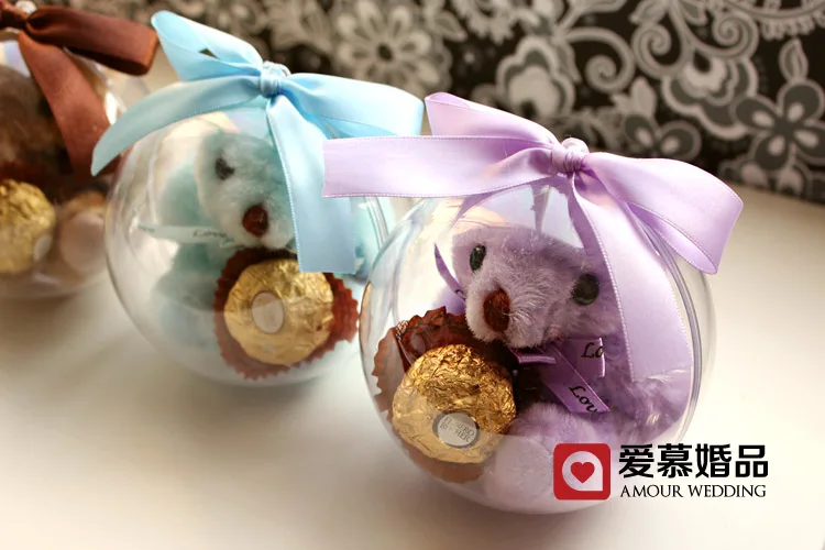 10 см прозрачный хрустальный шар коробка конфет Мишка Тедди круглые свадебные