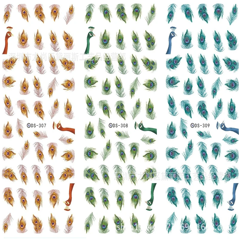 

2021 New 1Pcs nails tips Stickers Nail Art Feather animal flower daisy Decals DIY Wraps Decorations Manicure Styling Tools