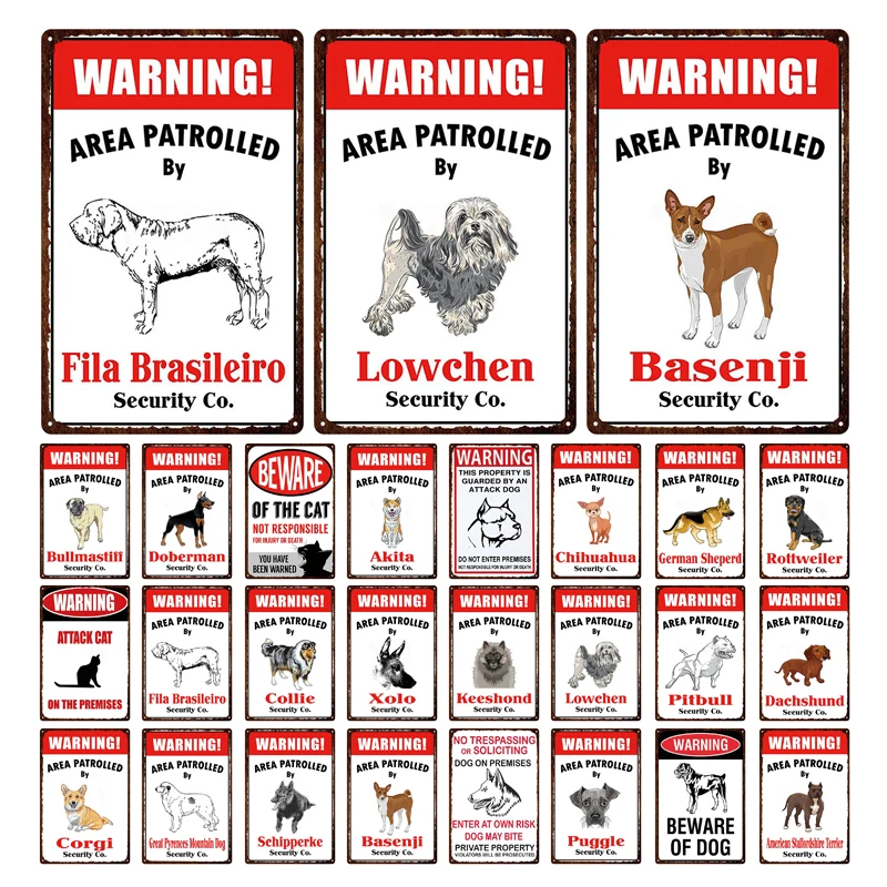 

Настраиваемая металлическая пластина с предупреждениями о опасности атаки животных, подвеска для кошек и собак в зоомагазине, металлическ...