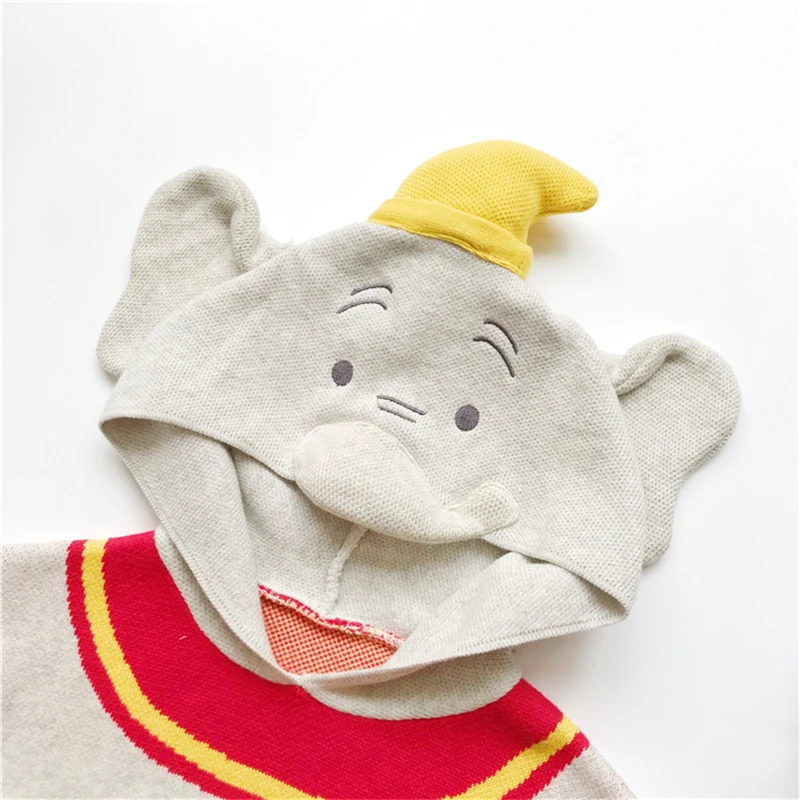 Kawaii/детские свитера на осень зиму Пуловер С Рисунком Слона для маленьких