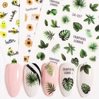 1 шт. водная наклейка и наклейка для ногтей, растительный лист, зеленый простой летний слайдер для насадок на ногти, DIY декорации