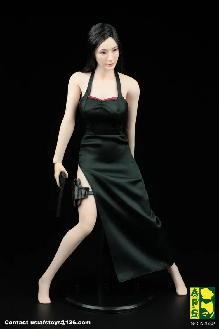 

1/6 Doll women's female Killer Cheongsam Suit AFS A003 Split Cheongsam Red Black Aida Wang For 12-inch Woman Doll Spot