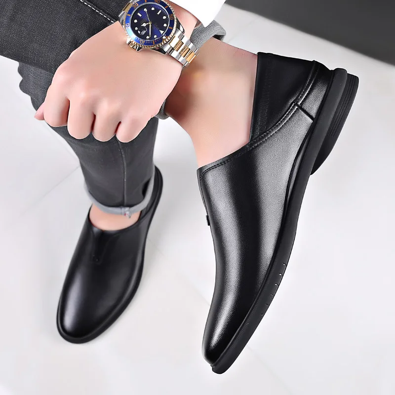 

2019 Men Genuine Leather Casual Shoes Brand Mens Loafers Moccasins Breathable Shoes Plus Size 38-44 Four Season *19166-1