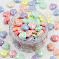 50pcslot 10mm glitter colorful plastic heart loose holes beads acrylic spacer beads for making diy jewelry necklaces bracelets