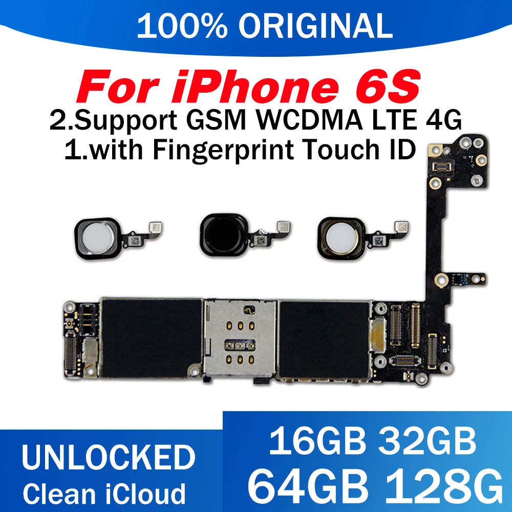 Материнская плата для iphone 6s с/без Touch ID хорошо протестированная 16 ГБ 32 64 128 100%
