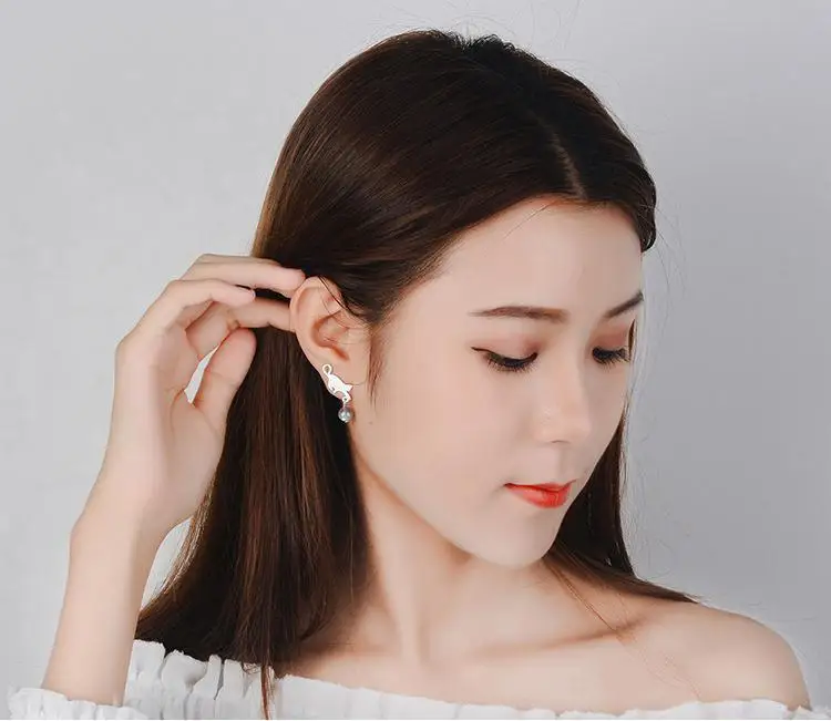 Женские серьги из серебра 925 пробы с натуральным лунным камнем|Серьги-гвоздики| |