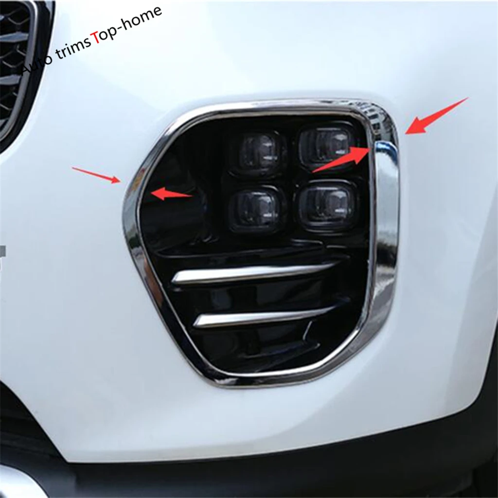 Yimaautotrims Front Foglight Fog Lights Lamp Frame Cover Trim 2 Pcs Fit For KIA Sportage 2016 2017 2018 ABS Chromium Styling | Автомобили