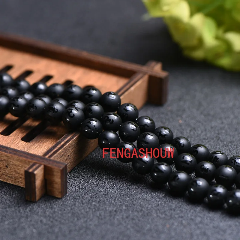 

Hot Selling Natural Frosted Black Agate Loose Beads Handmade Necklace Bracelet Accessories for Jewelry Making Gift