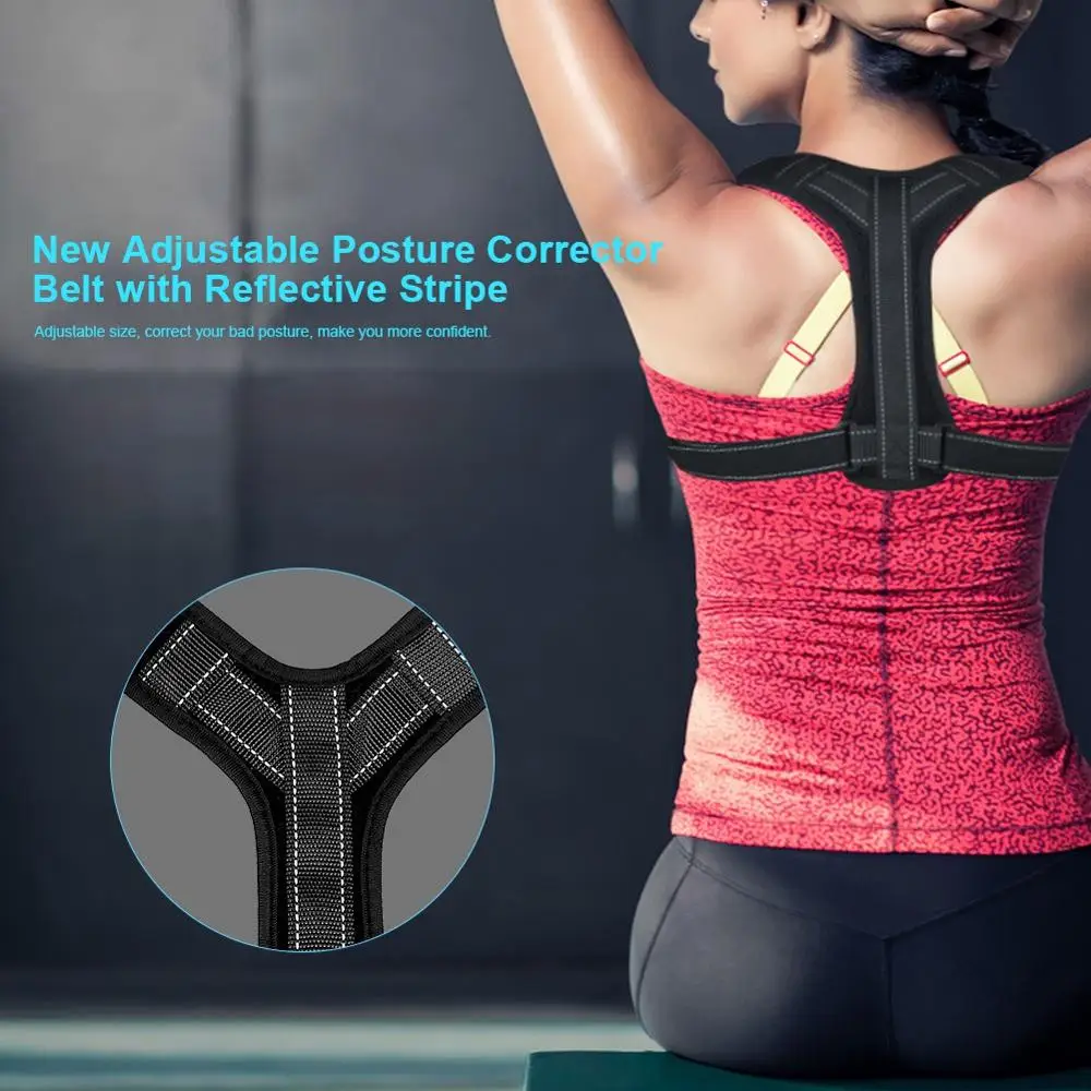 

Adult Back Support Brace Belt Adjustable Corset For Back Orthopedic Vest Posture Corrector Cushion Shaper With Reflective Stripe