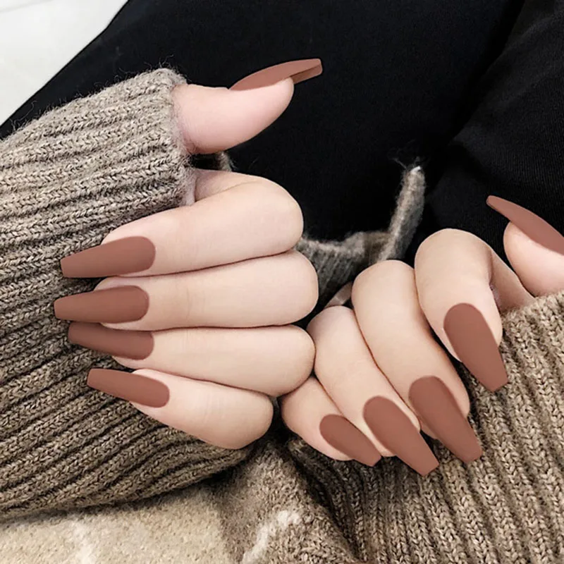 24PCS/box Fashionable Mid-length Elegent Fake Nails press on Lady square Detachable Wearable for Daily Wear nail tips with Glue | Красота и