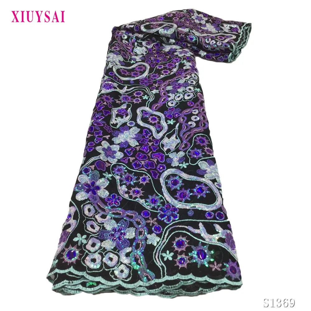 

XIUYSAI Latest African Lace Fabric 2020 High Quality Velvet Lace Black Nigerian Lace African Lace Fabric For Wedding SL1369