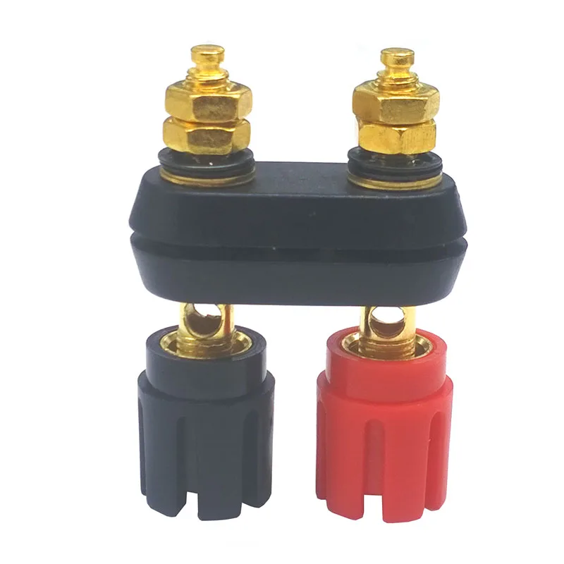 

2 pcs red and black Double Banana 250V 5A plum blossom connector amplifier audio terminal binding post speaker jack post