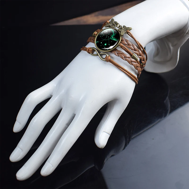 

12 Constellation Luminous Bracelet Men Women Woven Rope Bracelet Glow In The Dark Charm Bracelet Zodiac Jewelry Birthday Gifts