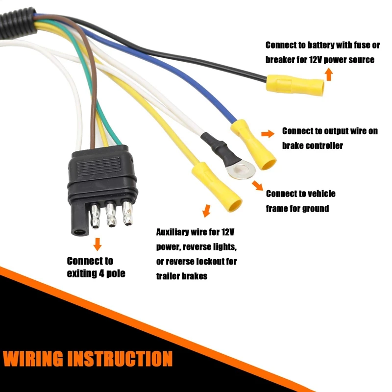 

4 Way Flat to 7 Way RV Blade Style Trailer Truck Wiring Adapter Connector Kit Light Plug Set Convenient Replace