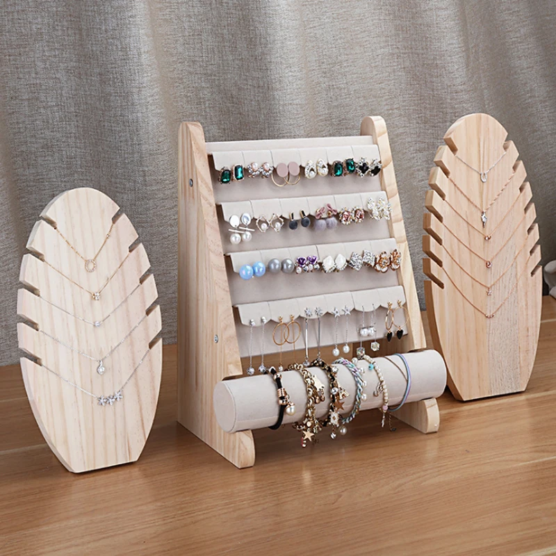 High-grade Solid Wood Earrings Bracelet Necklace Display Stand | Всё для изготовления украшений