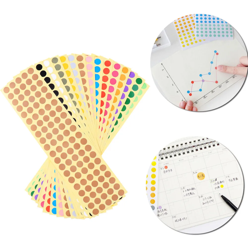 

16pcs Self Adhesive Sticky Color Coding Labels Removable Small Circle Dot Stickers for Classroom Organization Decorations Yard