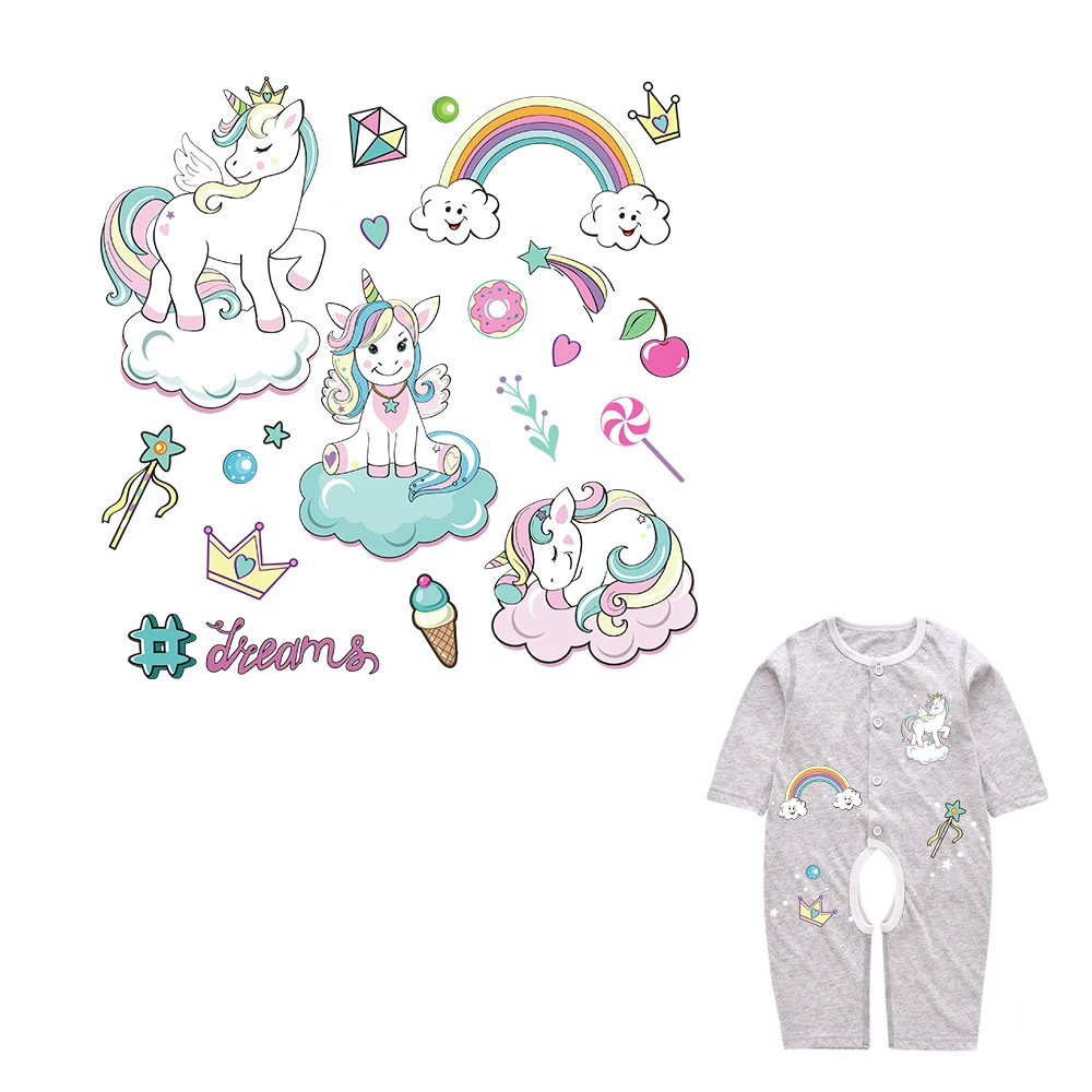 Нашивки с утюгом для детской одежды радужная нашивка единорогом и животными а