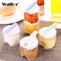 walfos 5pcsset kithcne creative transparent seasoning cans kitchen cylindra spice rack condiment bottles pepper shakers box