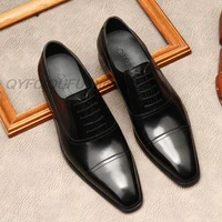 italian mens formal shoes genuine leather oxford shoes for men black 2021 dress wedding business lace up leather brogues shoes