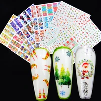 12 designs christmas nail art stickers tattoo water transfer foil diy nail polish decoration for manicure tips