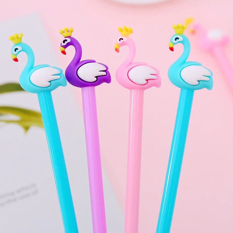 

(3 шт./лот) Корейская милая девушка мультфильм лебедь гелевая ручка милый мультяшный Фламинго ручка Студенческая ручка с черными чернилами