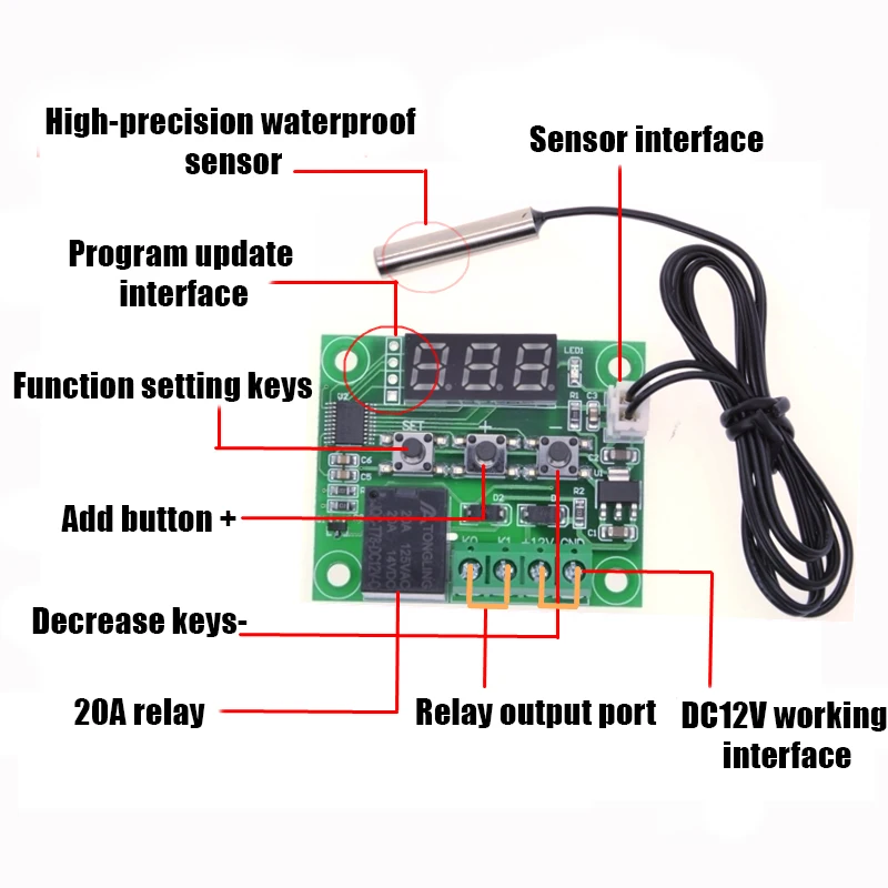 

LED Digital Thermostat Temperature Control Thermometer Thermo Controller Switch Module DC 5V 12V W1209