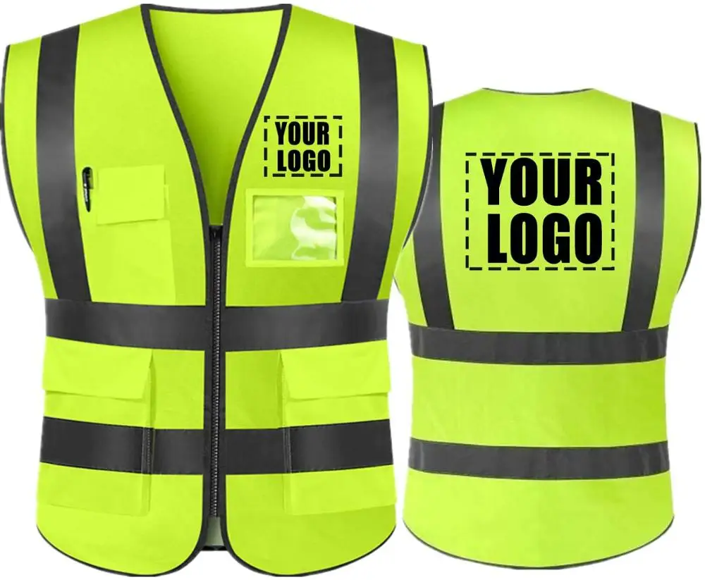 

Reflective Safety Vest With Pockets and Zipper Working Clothes Hi vis jacket High Visibility Mesh Breathable Workwear ANSI/ISEA