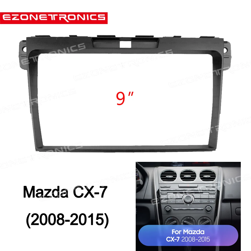 

2-1Din Car DVD Frame Audio Fitting Adaptor Dash Trim Kits Facia Panel 9 inch For Mazda CX-7 2008-2015 Double Din Radio Player