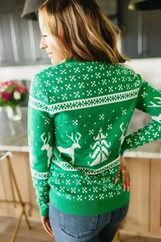 

2020 New Women Sweater Fashion Female Jumper Sweater Christmas Long Sleeve Xmas Deer Printed Pullover Tops Sweaters