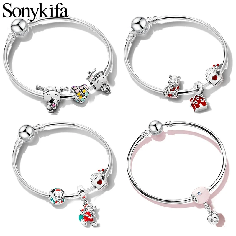 Sonykifa детский очаровательный браслет семья мальчик девочка радужные бусины тонкий браслет женские ювелирные изделия детские подарки