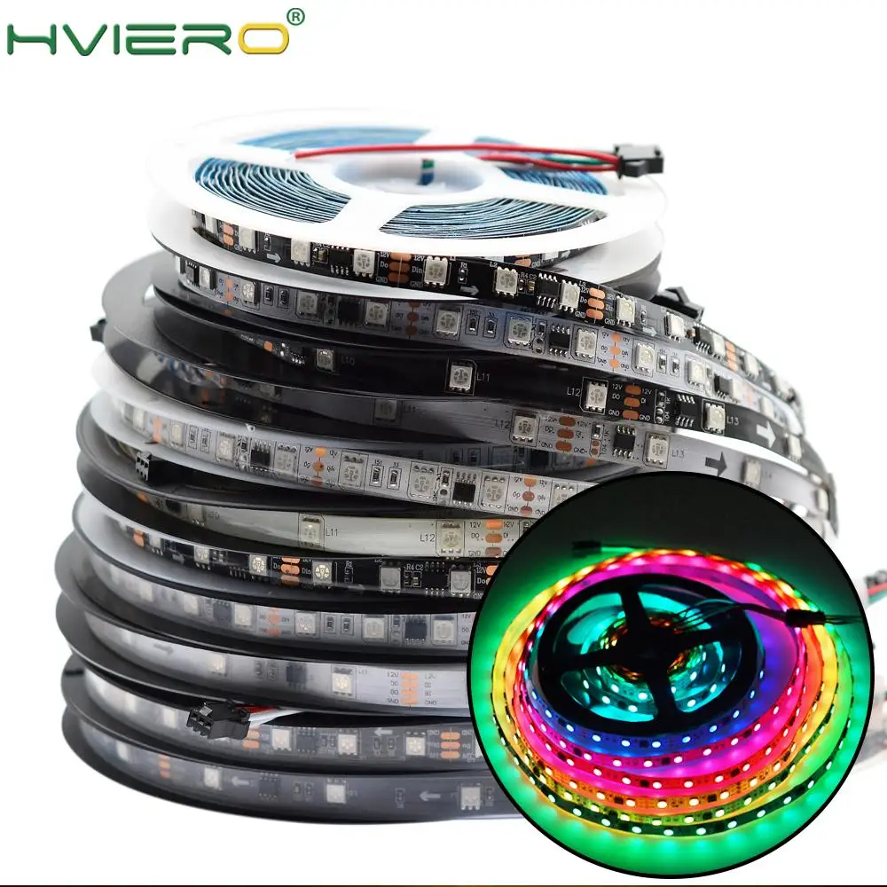 5 м/рулон DC 12 В светодиодный ленточный адресуемый Гибкий Цифровой 60 Светодиодный/m