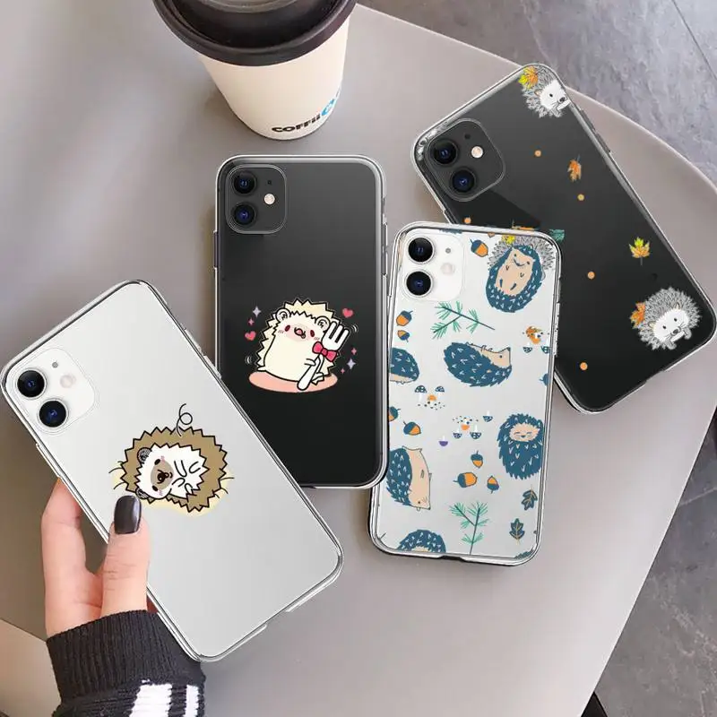 

cartoon hedgehog Animal cute Phone Case Transparent soft For iphone 12 11 13 7 8 6 s plus x xs xr pro max mini