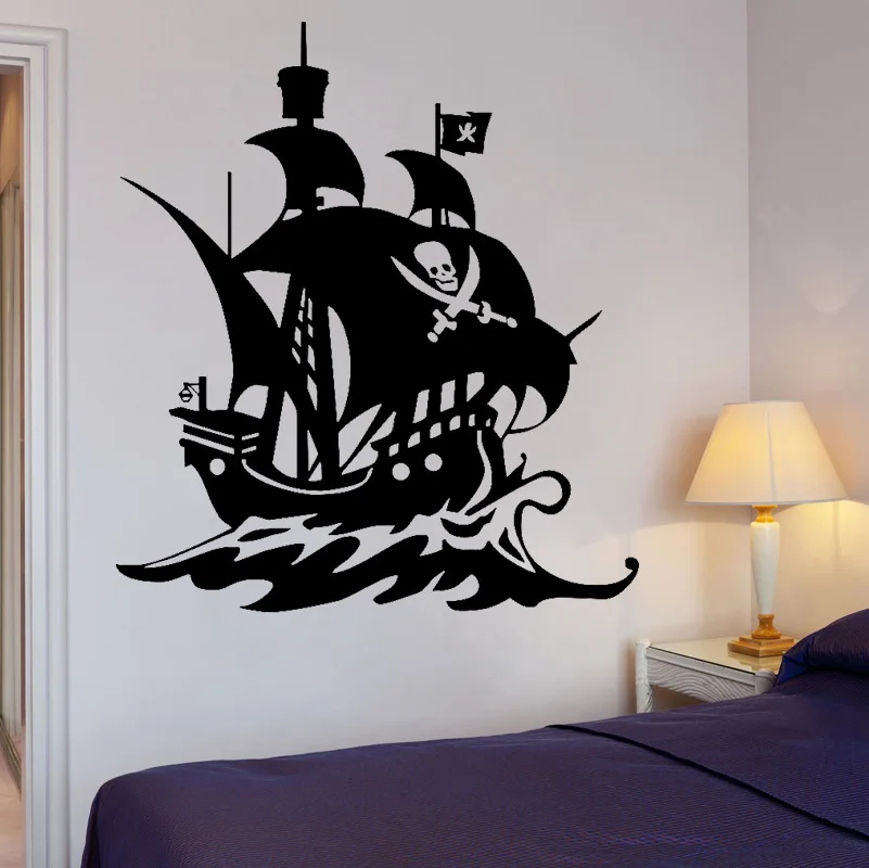 Пиратские корабли настенная виниловая наклейка лодка парусный спорт настенные