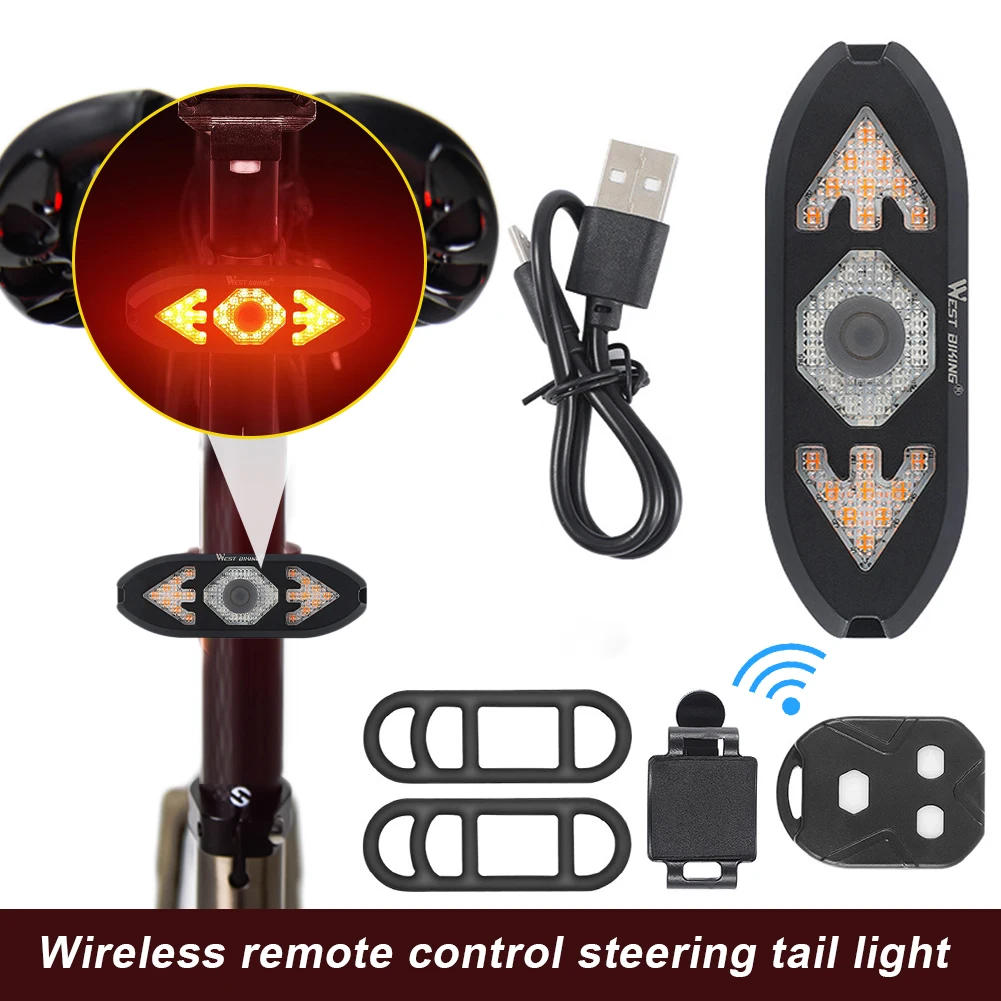 5 режимов велосипед хвост светильник поворотники Беспроводной дистанционного