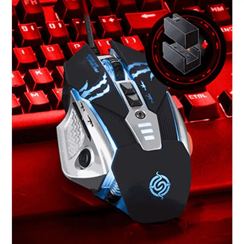 

Wired Programmable Gaming Mouse RGB LED Breathing Light 6 Gear DPI Adjustable Computer Laptop Mouse for Gaming Office