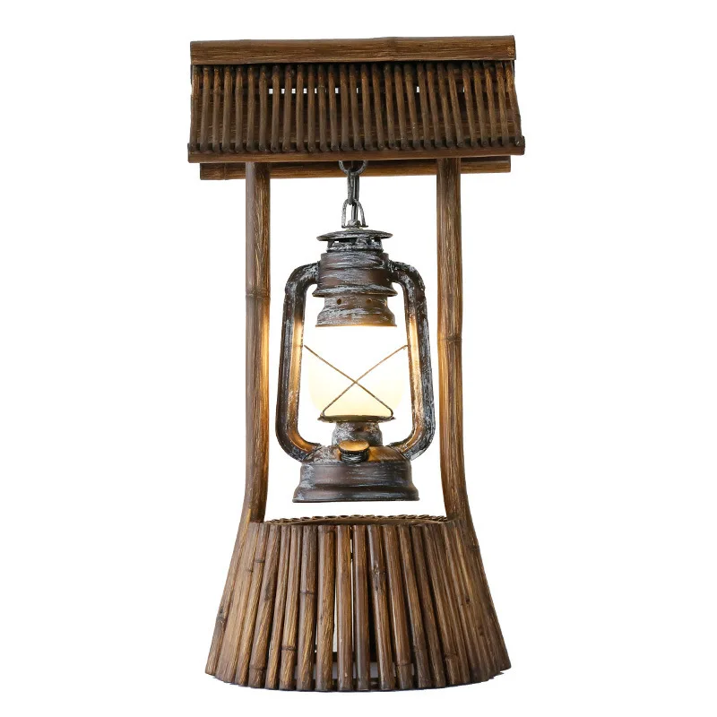 Настольная лампа в американском стиле из бамбука античная керосиновая для