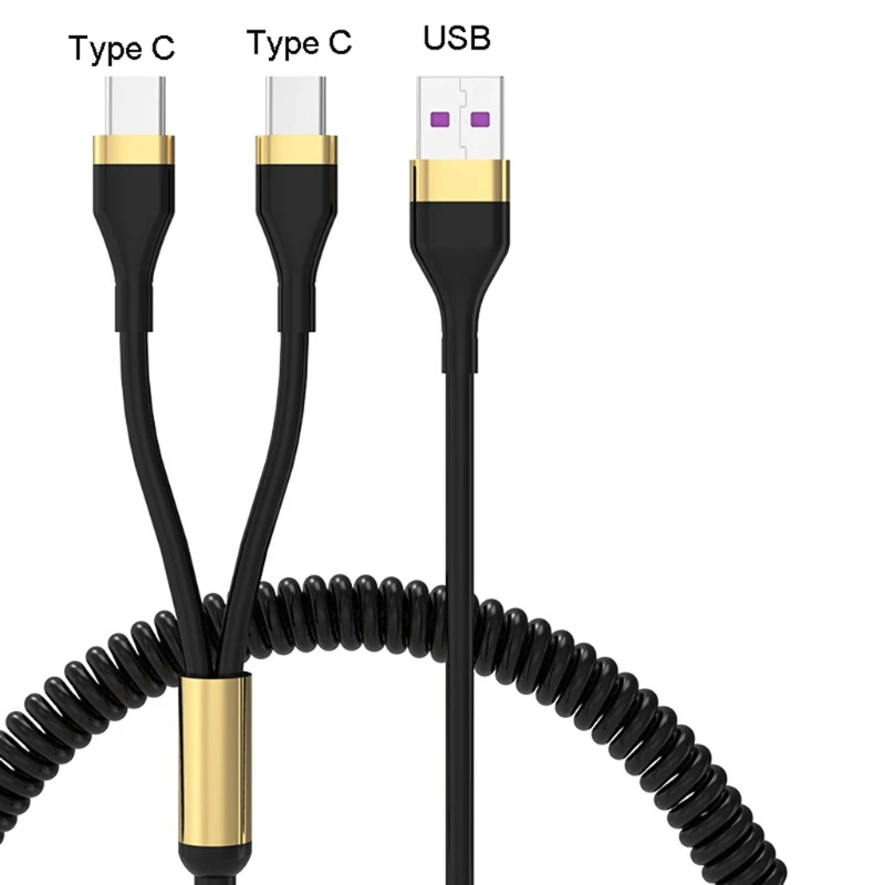 

Double Durability Android Type C Spring Expansion Two in one Charging Cable for S20 S10e S9 S8 Plus Note 20 10 9 8