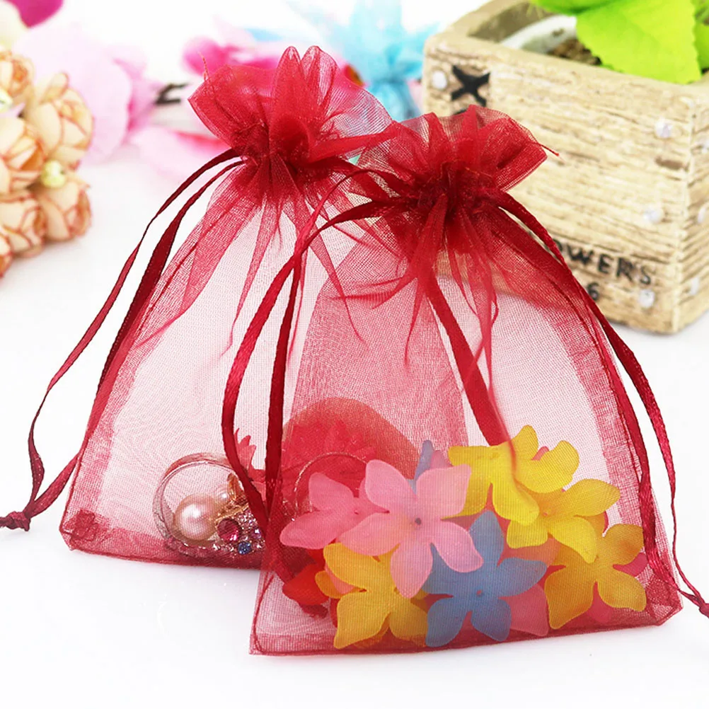 120 шт органза сумки на шнурке прозрачные многоцелевые портативные подарочные