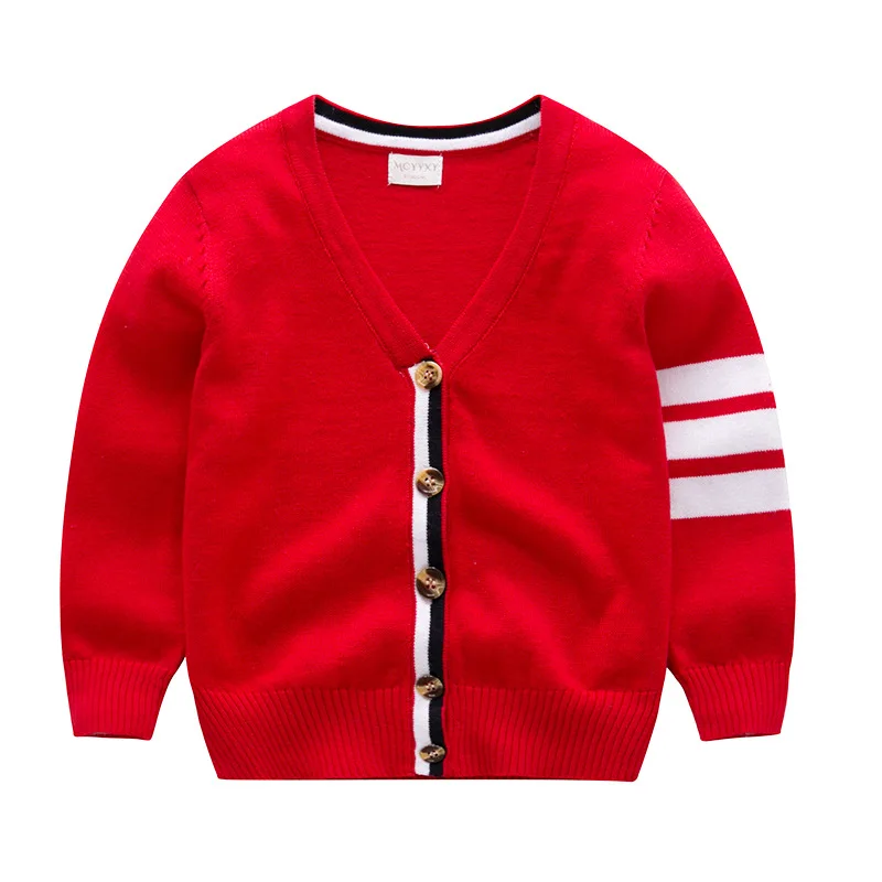 Осень-зима 2019 Детский свитер кардиган вязаный для маленьких мальчиков полосатый