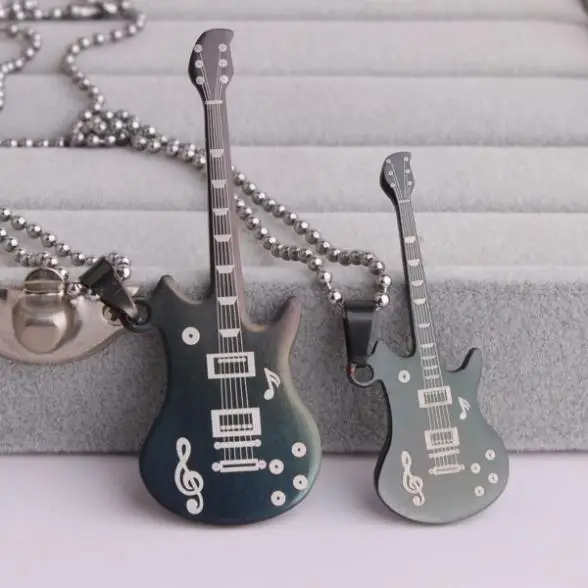 Подвеска на музыкальную ноту для мужчин и женщин черная гитара бусины ожерелий