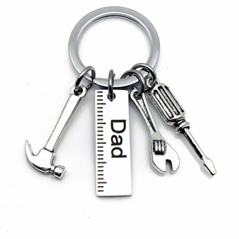 Dad Letters Keychains Creative Hammer Screwdriver Wrench Keyring Handbag Decor Tassel Hanging Pendant Father's Day Gifts - Цвет: Dad