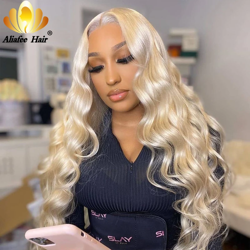 

613 Honey Blonde Color Remy Peruvian Body Wave Lace Front Human Hair Wig 28“ Inches 1B/613 Ombre Lace Part Wigs for Black Women